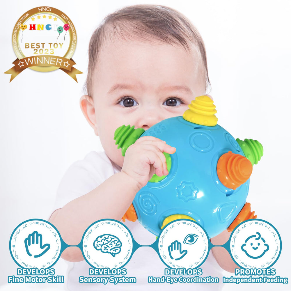 VANLINNY NEW Bumble Ball vibrates and rolls on the floor to entertain infants.