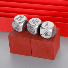 Stainless steel dice closeup shows durable materials and quality