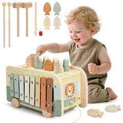 Vanplay 7-in-1 Montessori mole game boosts eye-hand coordination during play.