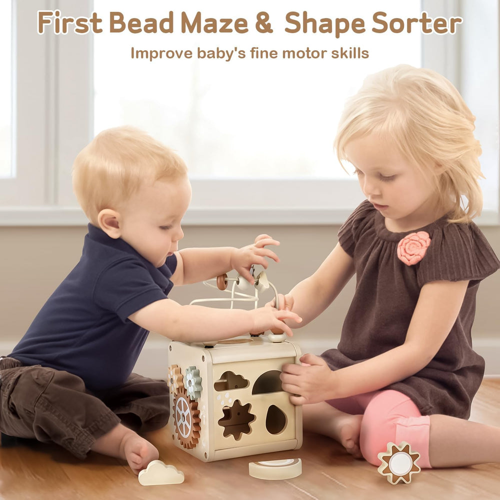 Vanplay Montessori 5in1 activity cube clock teaches time concepts during play.
