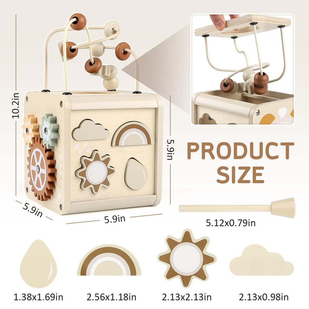 Vanplay Montessori 5in1 activity cube top detachable design simplifies storage.