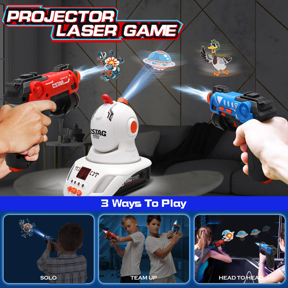 VATOS multi-mode game with projection supports solo, team, and duel play.