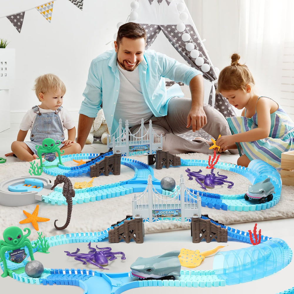 VATOS Track Toys colorful track pieces boost creativity and problem-solving.