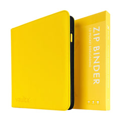 Vault X 12-pocket zip binder open, showcasing organized card storage.