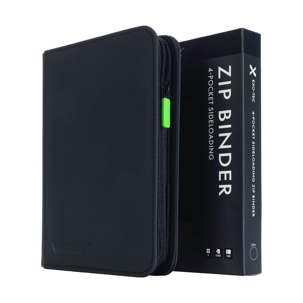 Vault X 4-pocket zip binder front view showing sturdy storage for trading cards