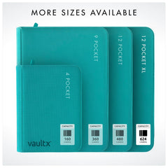 Vault X teal binder color appeals to collectors seeking style.