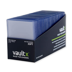 Vault X Toploaders with rigid clear design protect standard cards from bends.