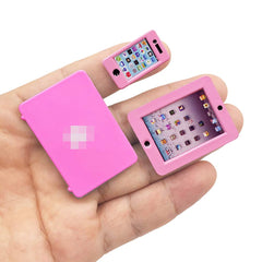 Vawuz pink laptop open for lifelike dollhouse play and storytelling.
