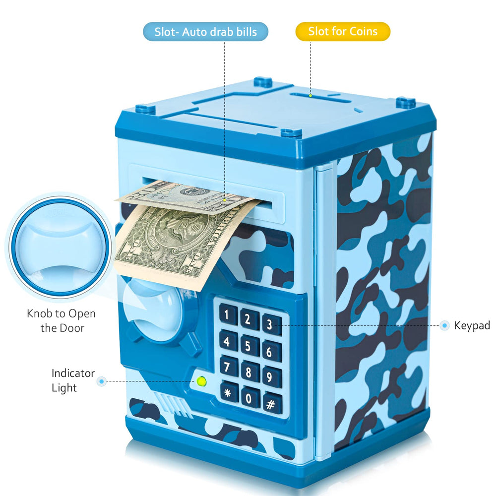 Vcertcpl camouflage blue bill-slot demonstrates convenient cash deposits.