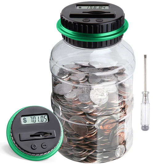 Vcertcpl large piggy bank front view with generous 1.8L capacity for coins