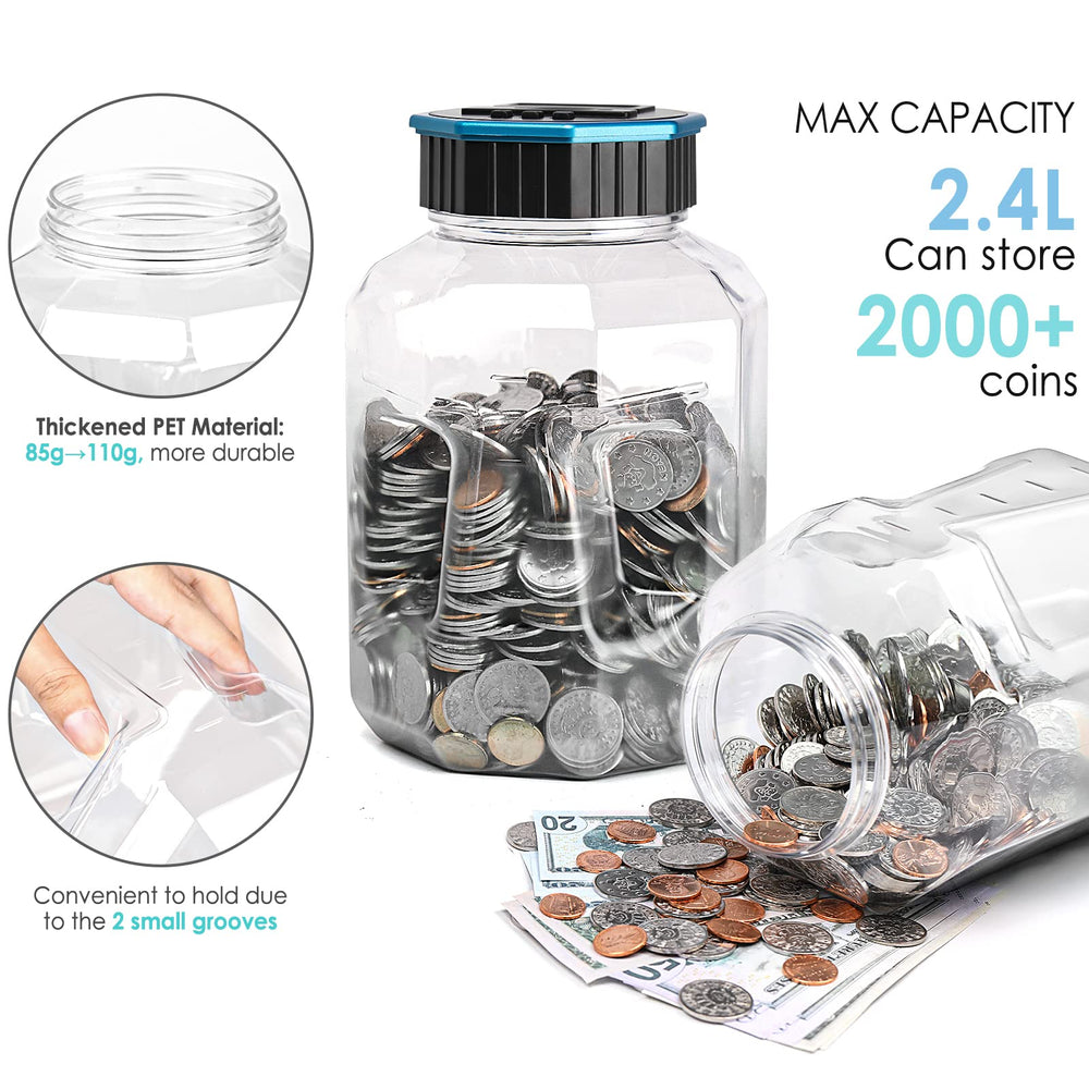Vcertcpl digital counter coin jar counting US coins.