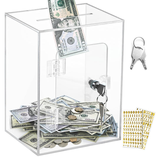 Vcertcpl X-Large clear piggy bank with lock β secure savings at a glance