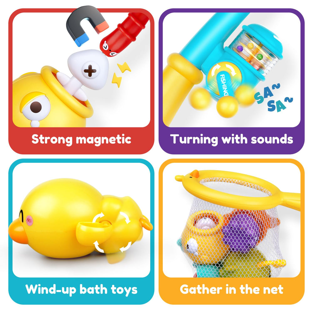 VConejo blue fish toy aiding grasping and gentle splashes in bath time.