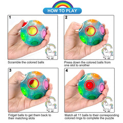 Vdealen Magic Rainbow Puzzle Ball interior view showcasing holes and inner balls