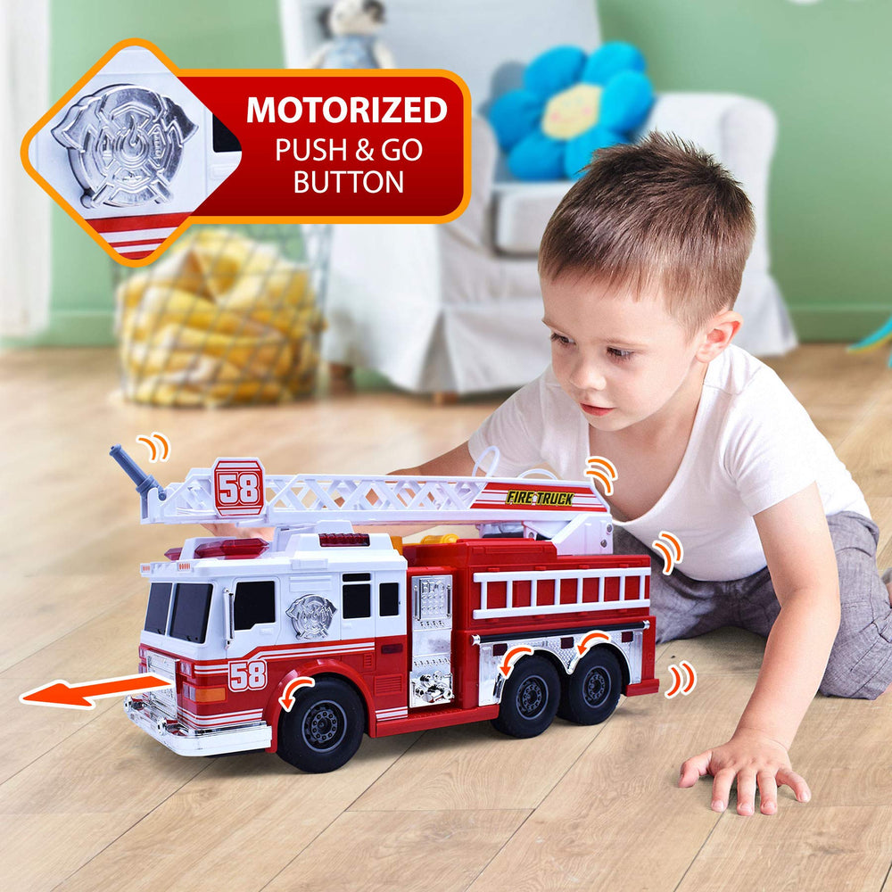 VEBO fire truck 360-degree rotating ladder boosts cooperative play