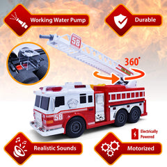 VEBO fire truck water pump engages kids in imaginative firefighting scenarios