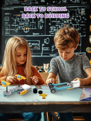 Veecafiodi 50-in-1 STEM kit kids building scene promotes focused play