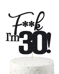 Veegood 30th birthday topper in black glitter adds glam to your cake