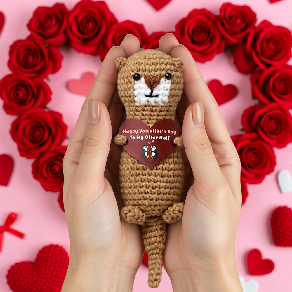 VELENTI crochet otter decoration for desk or shelf, daily romantic reminder.