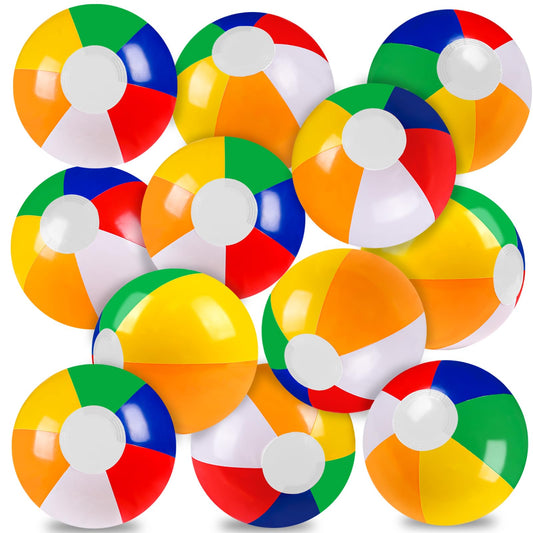 Vellibring 12-pack rainbow beach balls ready for pool fun