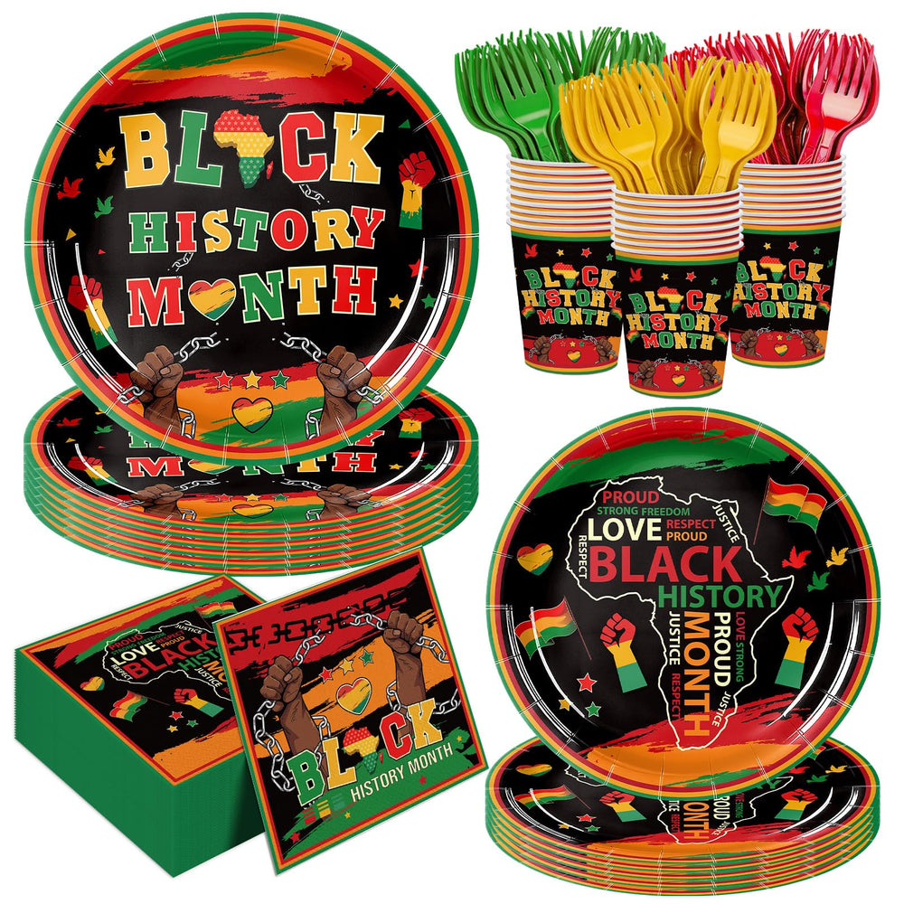 Vellumvibe Black History Month full tableware display ready for 24 guests