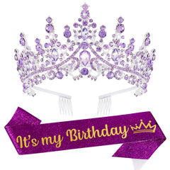 VELSCRUN purple-crystal-birthday-tiara-crown for festive looks and photo moments.