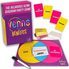 VENNS WITH BENEFITS board game card draw setup for group laughter
