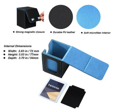 Venssu deck box large capacity fits 100+ double-sleeved cards.