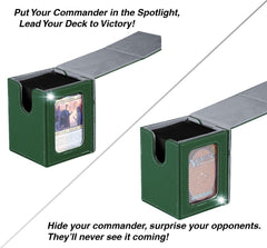 Venssu deck box shows capacity options for 120 single-sleeved or 100 double-sleeved cards.