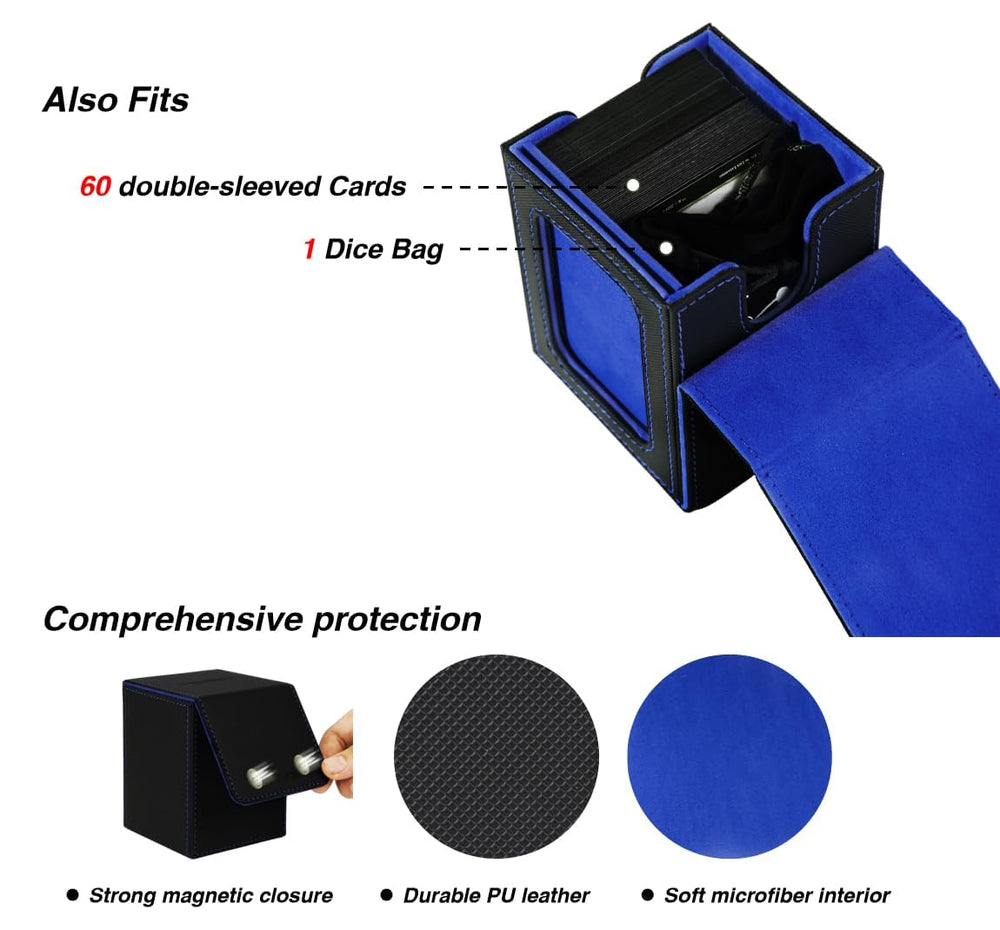 Venssu MTG deck box interior dimensions indicate capacity for 100 double-sleeved cards.
