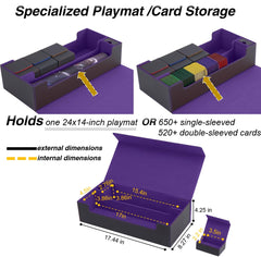 Venssu playmat storage compartment fits mats or up to 650 single sleeved cards.