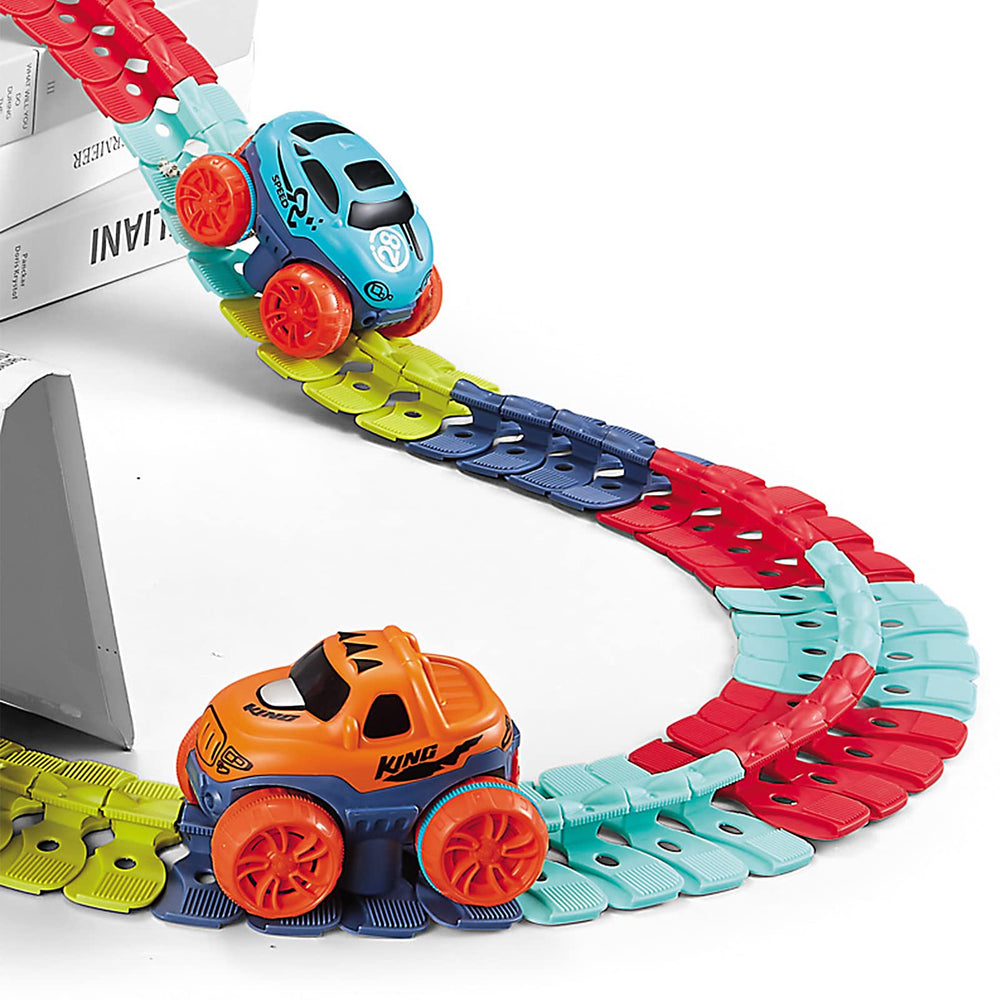 Veook durable plastic construction withstands energetic kids' track adventures.