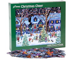 Vermont Christmas Company Christmas Cheer puzzle on table for cozy evenings