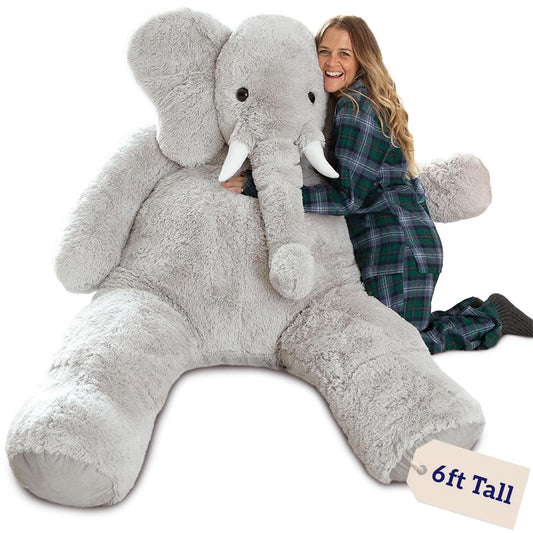 Vermont Teddy Bear giant elephant 6-foot plush offers cozy snuggles