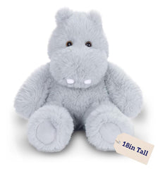 Vermont Teddy Bear hippo plush 18-inch with ultra-soft fur for cozy hugs.