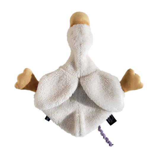 Veronea Helga Goose pacifier holder keeps a pacifier within easy reach for soothing.