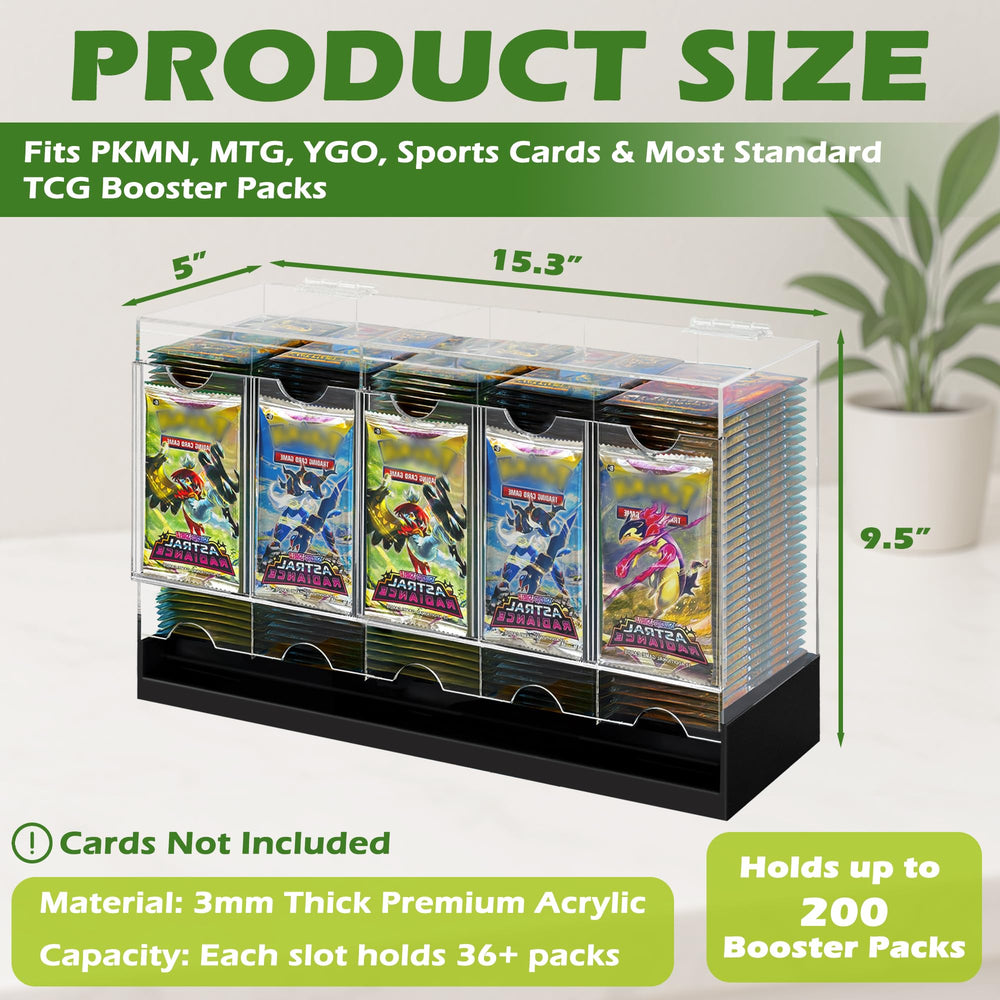 Verssure 5-slot booster pack dispenser side view highlights durable, crystal-clear build.