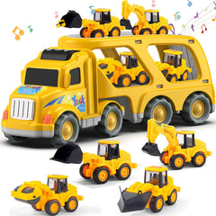 Veslier 5 in 1 construction truck with six mini cars for imaginative play
