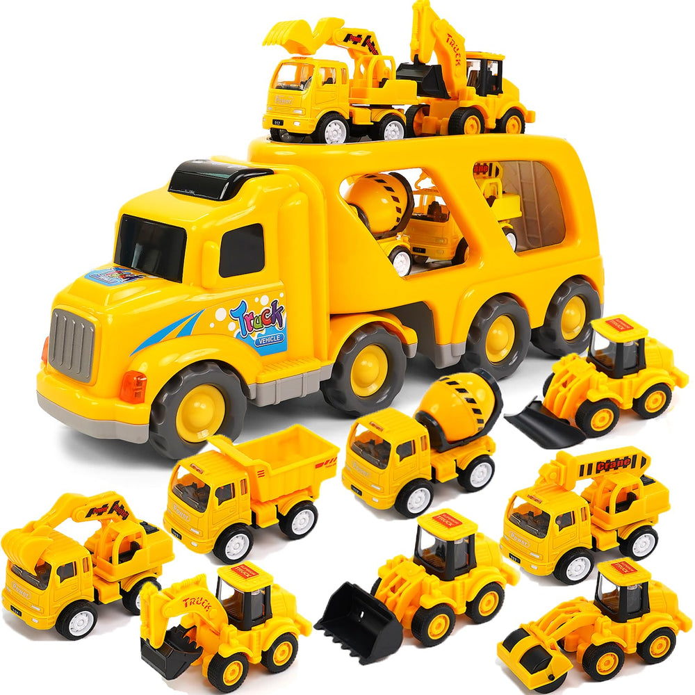 Veslier 9-in-1 construction truck front view with lights for interactive play.