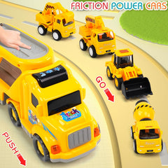 Veslier eight-vehicle set including roller, bulldozer, excavator for hands-on play.