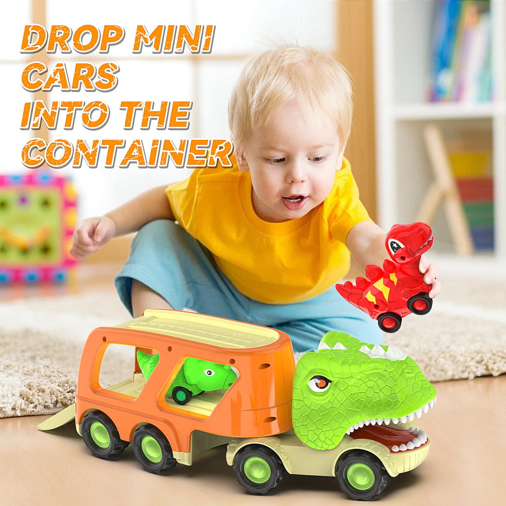 Veslier gift-ready dinosaur truck set ideal for birthdays.