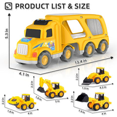 Veslier six mini cars set beside the truck for hands-on building fun