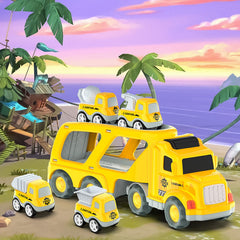 Veslier dump truck component supports pretend work-site sorting.