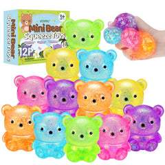 VESPRO 12-pack bear-stress-ball rainbow set for colorful, portable stress relief.
