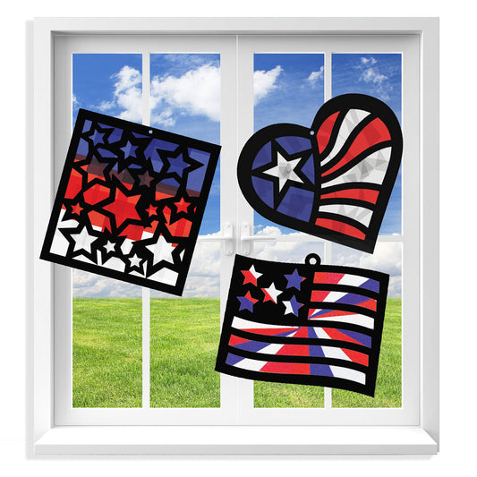 VHALE patriotic suncatchers templates with easy setup for classroom crafts.