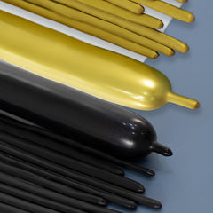 VHUWE 260 long balloons black and gold bundle for versatile party décor and arch ideas