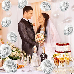 VHUWE bridal shower display with elegant metallic confetti balloons