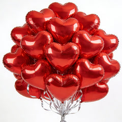 Viaecone 18-inch red heart foil balloon, ideal for arches and romantic photo backdrops.