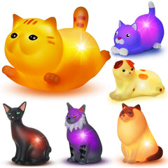 VIBOYLAR bath toys set with 6 glowing cats for engaging bathtime.