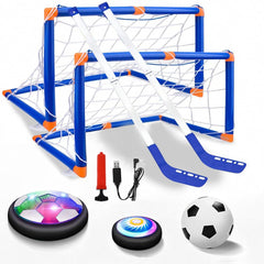 VIBZONFU hover soccer ball with LED lights glows during indoor play.